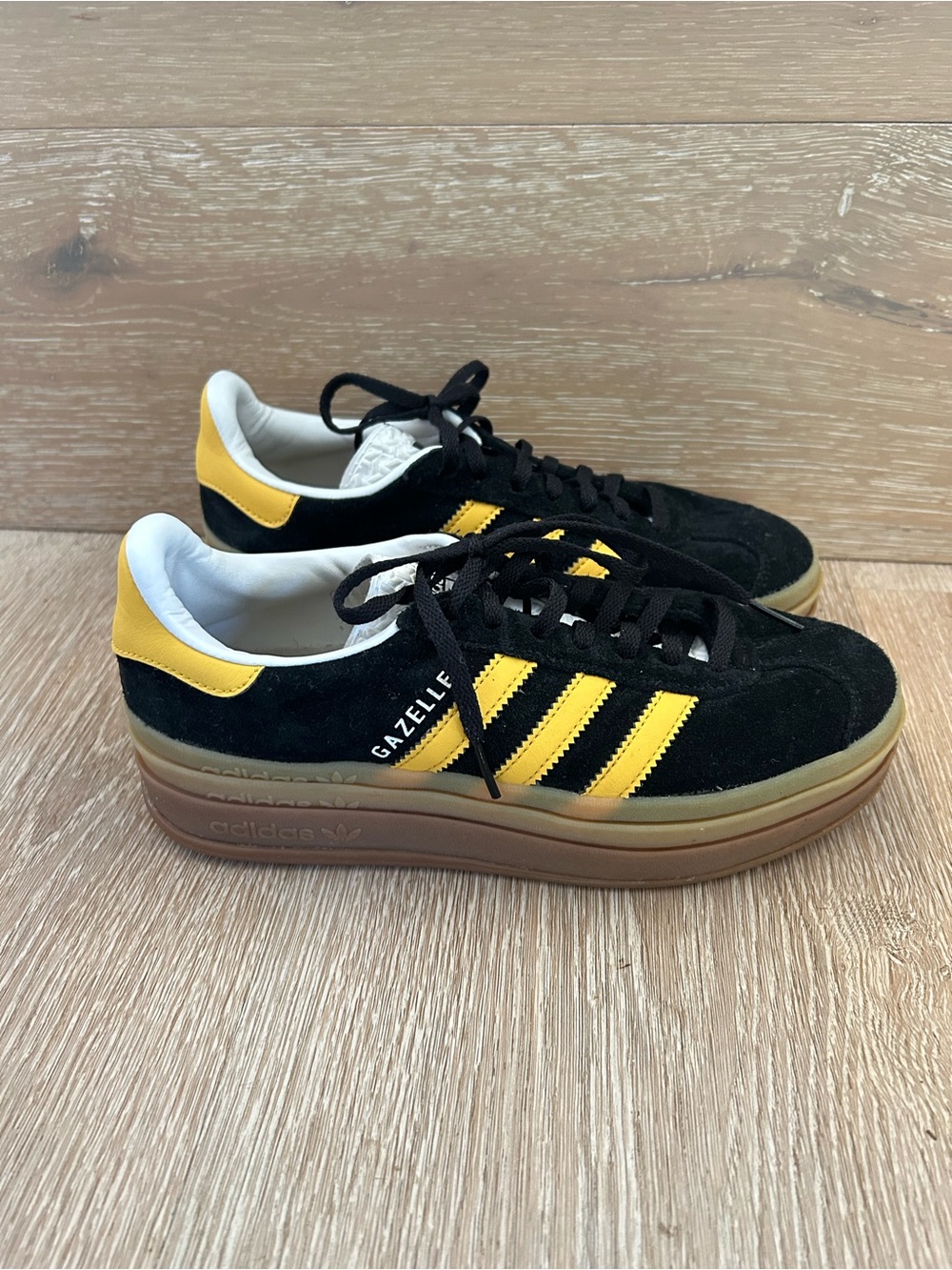 Adidas Gazelle Platform Sneakers - Black & Yellow